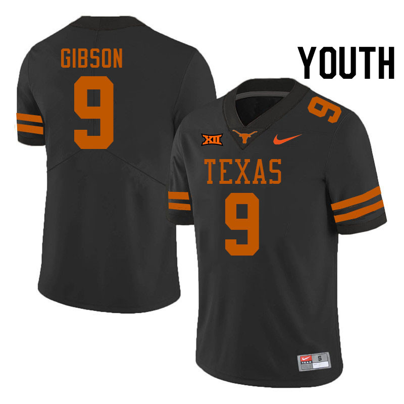 Youth #9 Jerrick Gibson Texas Longhorns College Football Jerseys Stitched-Black